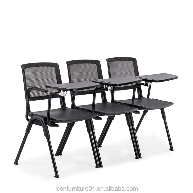 Metal Stacking Visitor Conference Meeting Chair With Writing Pad Table Pp Stackable Office Training Chair For Training Rome
