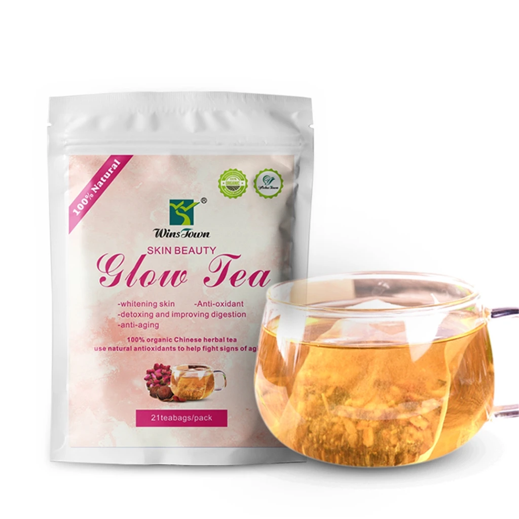 Private label beauty tea skin glowing teas natural herbal products GMP factory with HALAL HACCP ISO