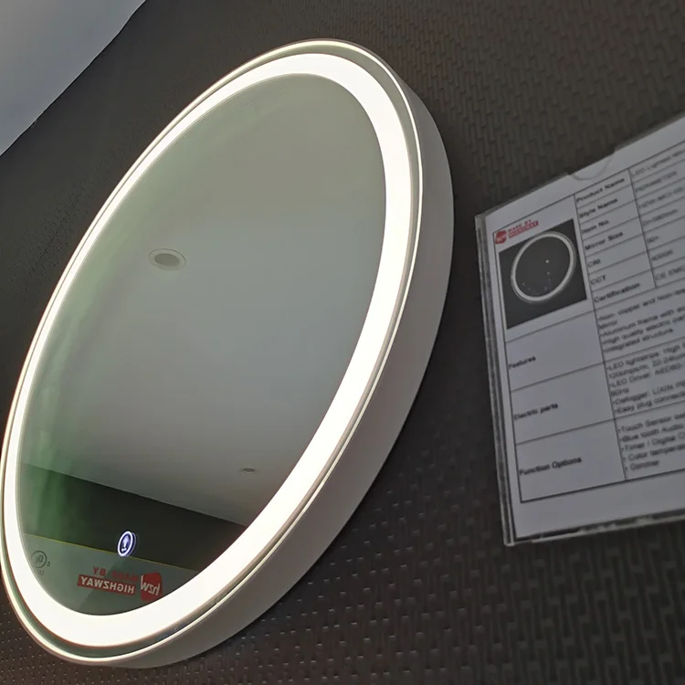 Hotel high quality Touch sensor dimmer defogger CCT 3 lights changeable Bathroom Round Wall Mirror