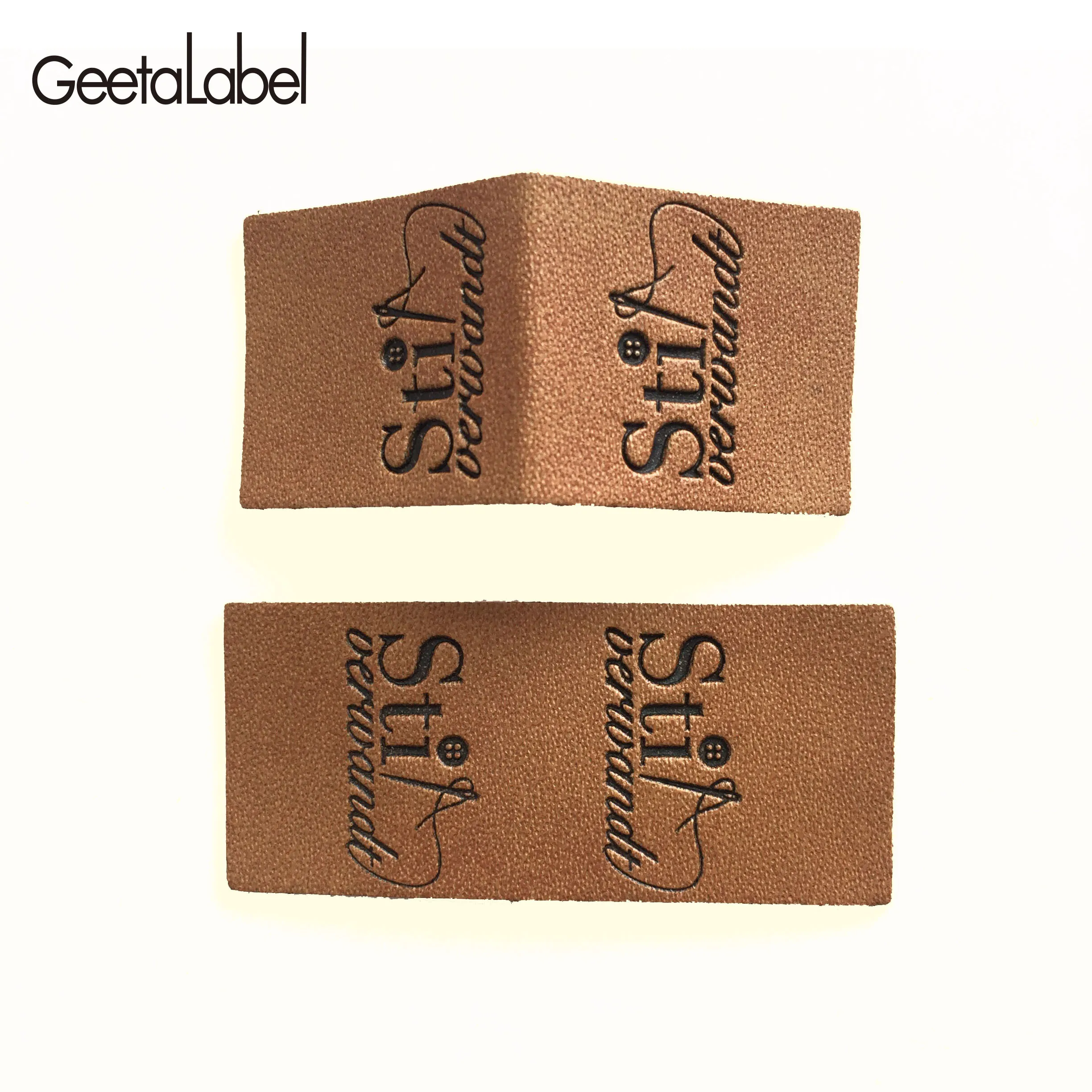 High Quality Leather Hem Tags Customize Leather Label Center Folding Thin Leather Patch For Clothes