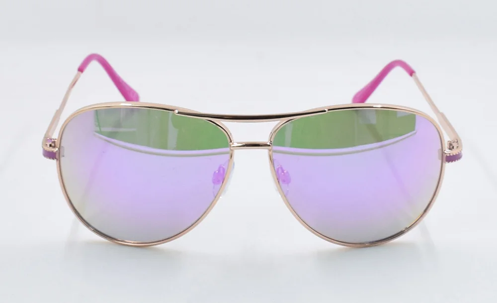 Wholesale laser logo painting frame Custom purple mirror lens 100% UV400 women retro metal sunglasses for lady