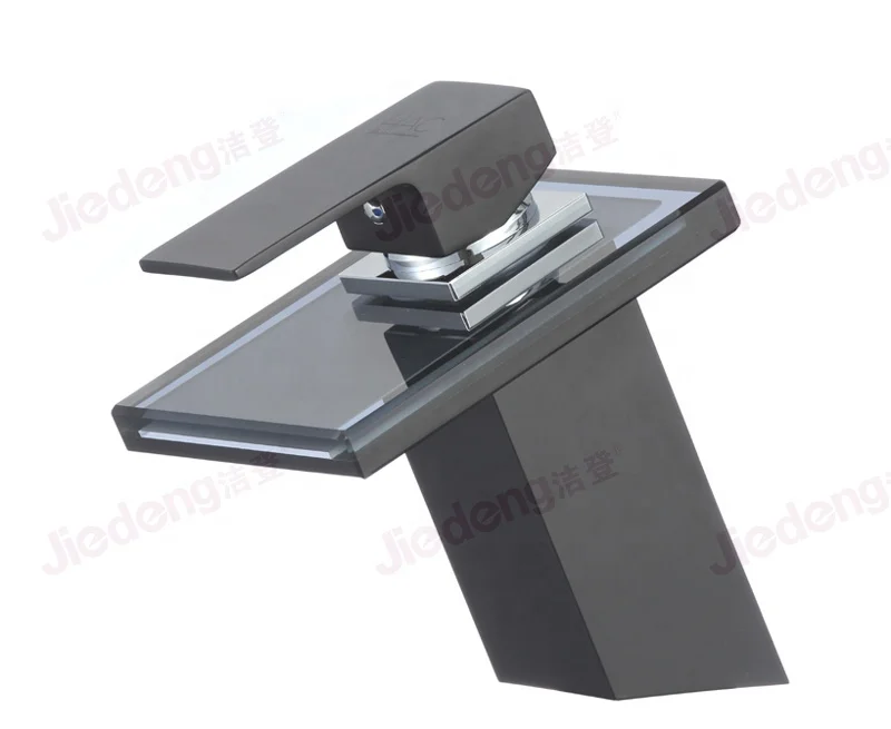 
bathroom vanity faucet glass waterfall tap with black finish (B1_black) 