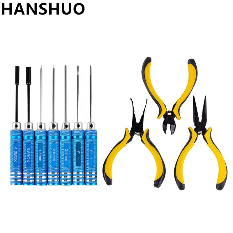 Ball Link 10 in 1 RC Helicopter Screwdriver Pliers Hex Hand Repair Tools Kits(1set) rc tools set