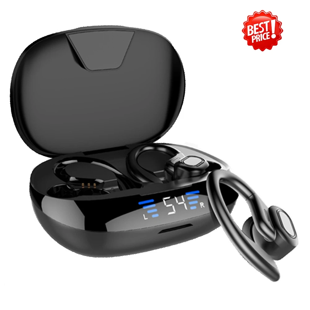 New Sport Ear Hook Led Display Wireless Headphones Hifi Stereo Earbuds Waterproof Headsets VV2 Tws Earphones