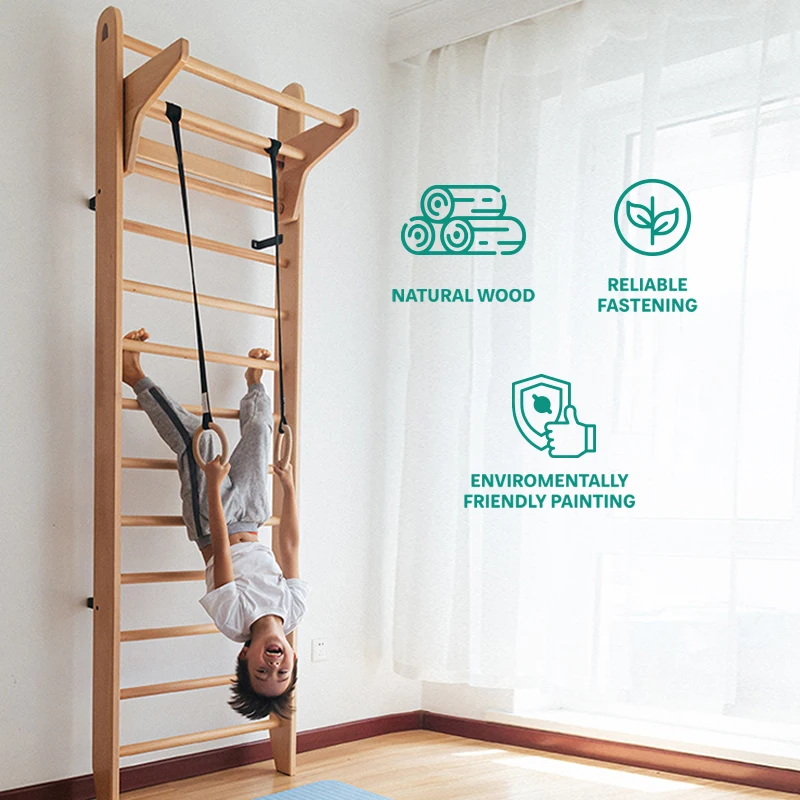 Climbing Frame Wooden Playground Swedish Wall Ladder Swedish Home Kids Gym Equipment Exercise Complete Children Play Grounds