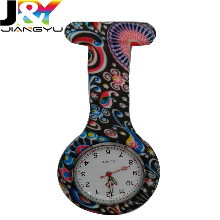 JiangYu Full print Brooch nurse fob watch