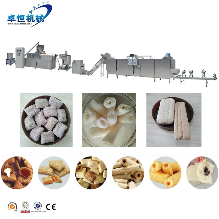 core filled puffed snacks food fried crispy  chips processing machine for food truck