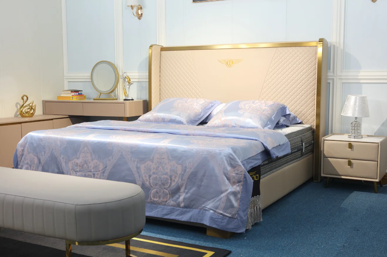 5 star hotel bed luxury queen bedroom furniture set italian wooden platform vintage storage bed king size