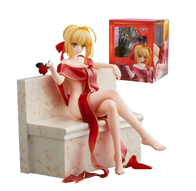 15cm Saber Characters Figure Popular Hot Anime Fate Stay Night Sexy Red Ribbon Bathrobe Model Dolls Toy Gift Collect Boxed