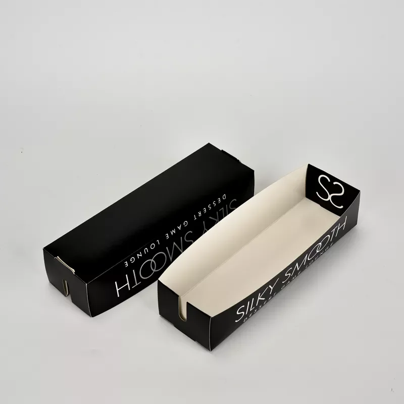 Hot Sales Take away Biodegradable Cardboard Paper Food Tray Dessert Cake Lolly Waffle Stick Paper Packaging Tray