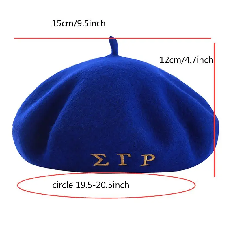 Premium Quality Cotton And Wool Made Sisterhood Sigma Gamma Rho 1922 Lady Hat Fancy SGRho Blue And Gold Tone Soror Warm Beret
