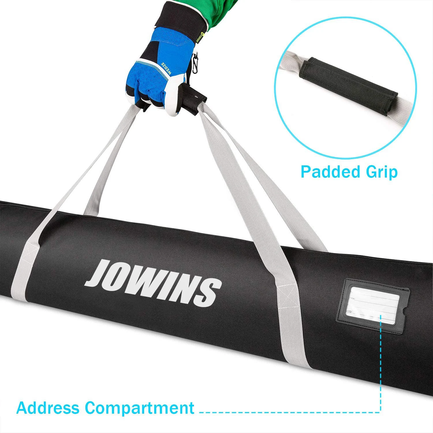 Water Resistant Adjustable Length Adult Ski Bag for travel