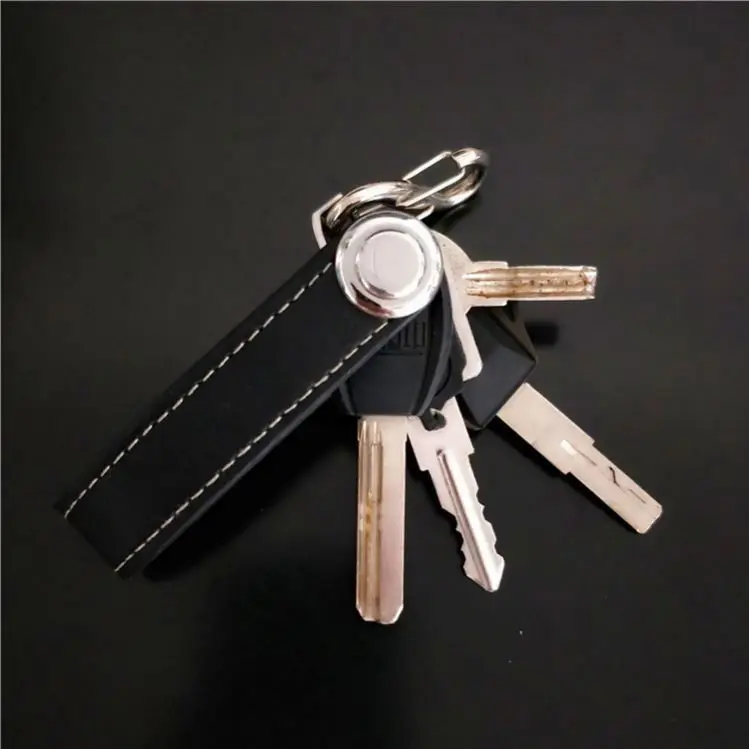 2021  Portable Genuine Leather Smart Key Holder Wallet Compact Car Key Organizer Ring Pocket Carrying Tool