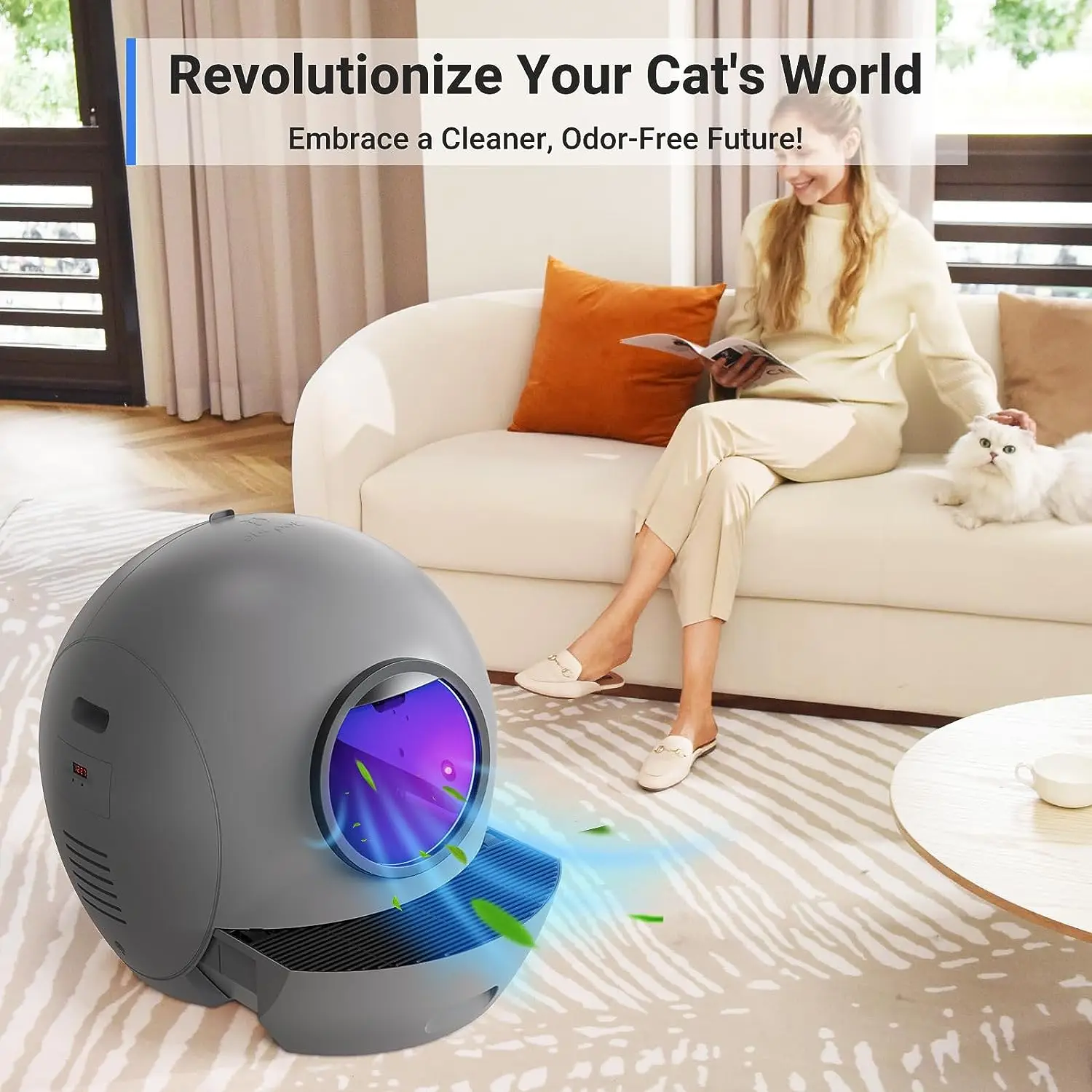 Extra Large Smart Litter Box APP Control Self-Cleaning Cat Litter Box Automatic Cat Litter Box for Multi Cats