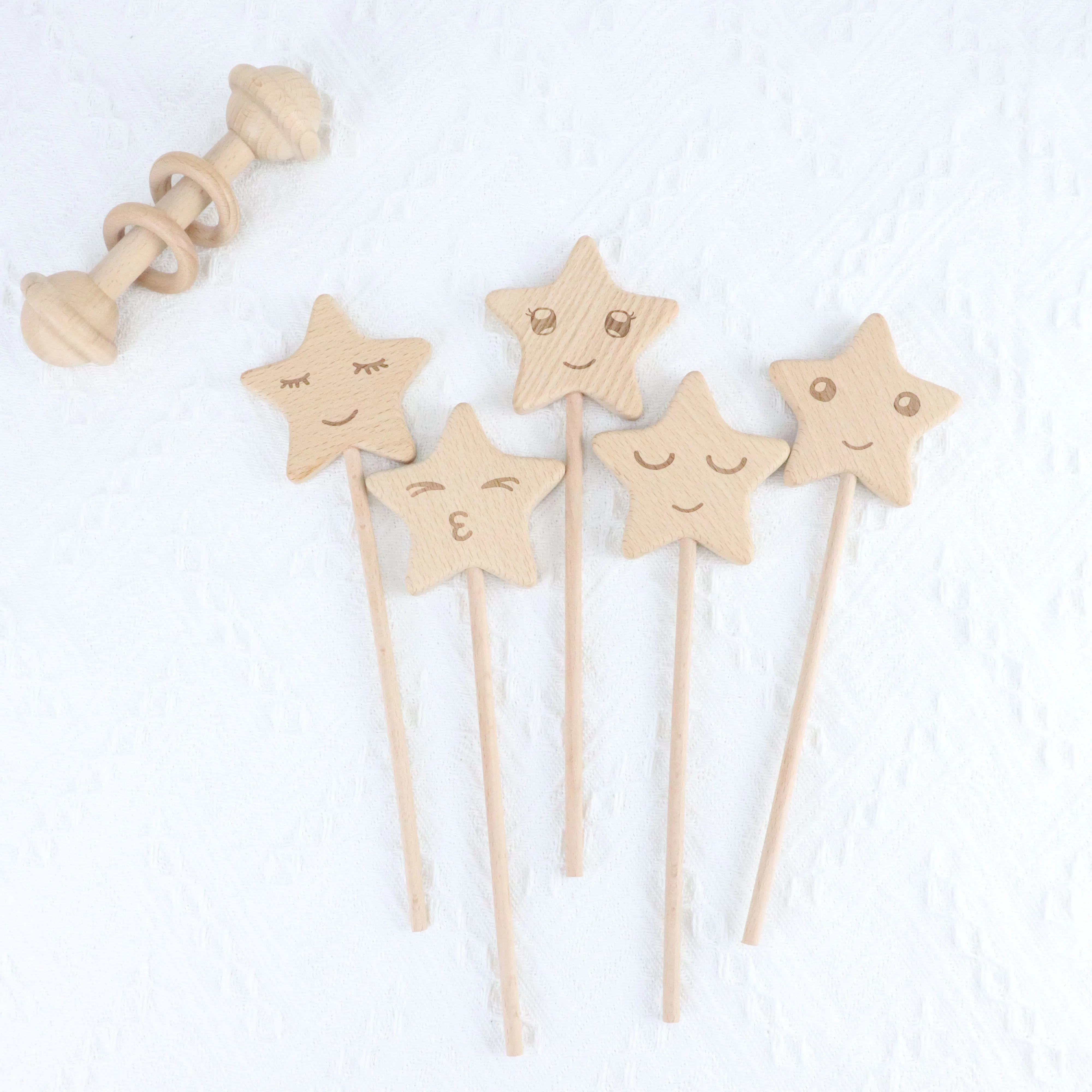 Customized Logo Fairy Accessories Art Crafts Princess Stick Christmas Unfinished Natural Kids Wood Star Magic Wand