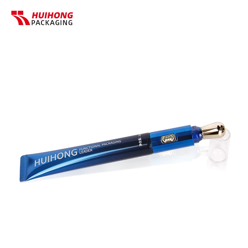 25ml Blue Eye Cream Rotating Vibration  Massage Aluminum Plastic  Tubes With Metal Zinc Alloy Applicator