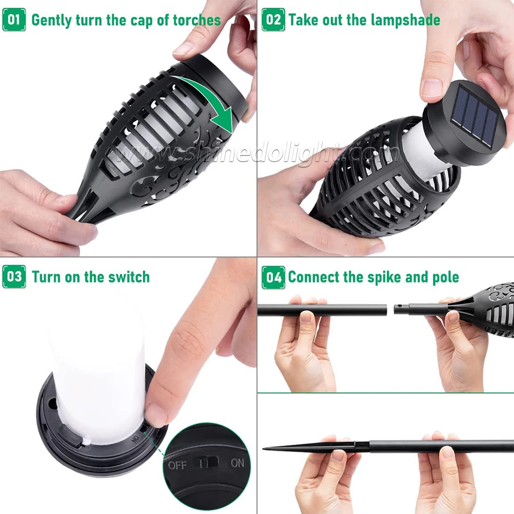 Waterproof Solar Torch Light with Flickering Flame Garden Solar Powered Outdoor Lights 1 pack Flame lamp