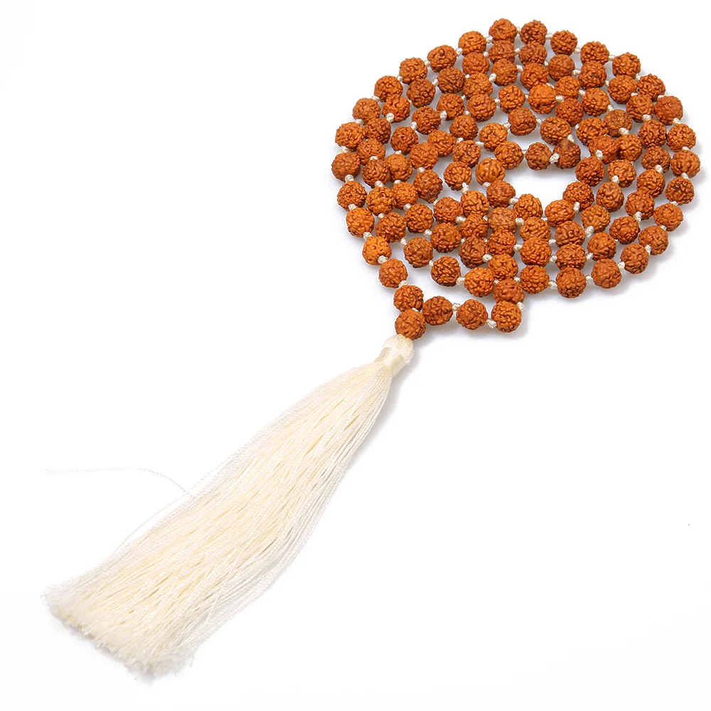 Оптовая продажа с фабрики Bodhi Бусы Длинные ожерелья кисточками 108 Mala Rudraksha Круглые Шнур узелковое