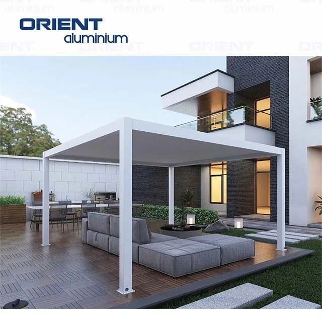 Waterproof Outdoor Blinds Shade Pergola with LED Blinds Factory Modern Aluminum Louvered Roof Pergola