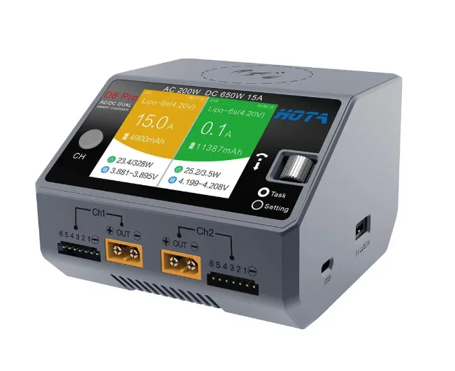 HOTA D6 Pro AC 200W DC 650W 15A зарядное устройство с беспроводной зарядкой для аккумуляторов NiZn/Nicd/NiMH