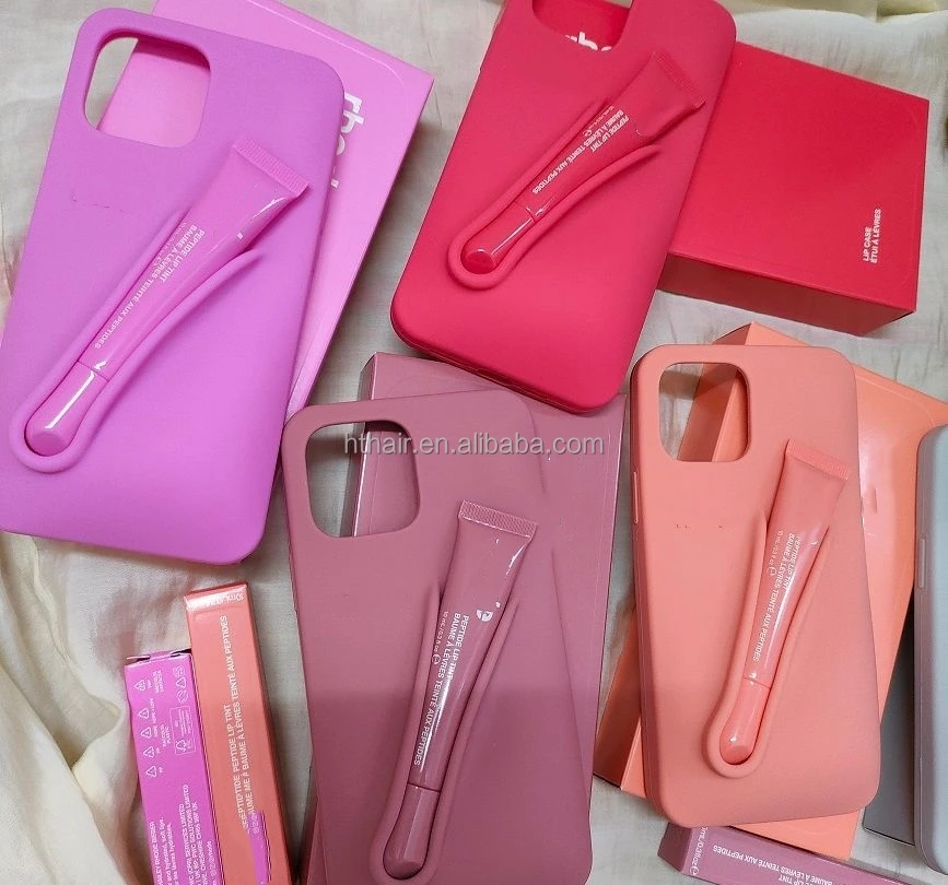 wholesale shimmery plumping lip gloss with shea butter cruelty free vegan liquid tinted lip balm oil with phone case