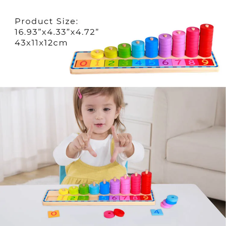 Best sell  Wooden baby Abacus Learning Toy Counting Stacker toy for Children