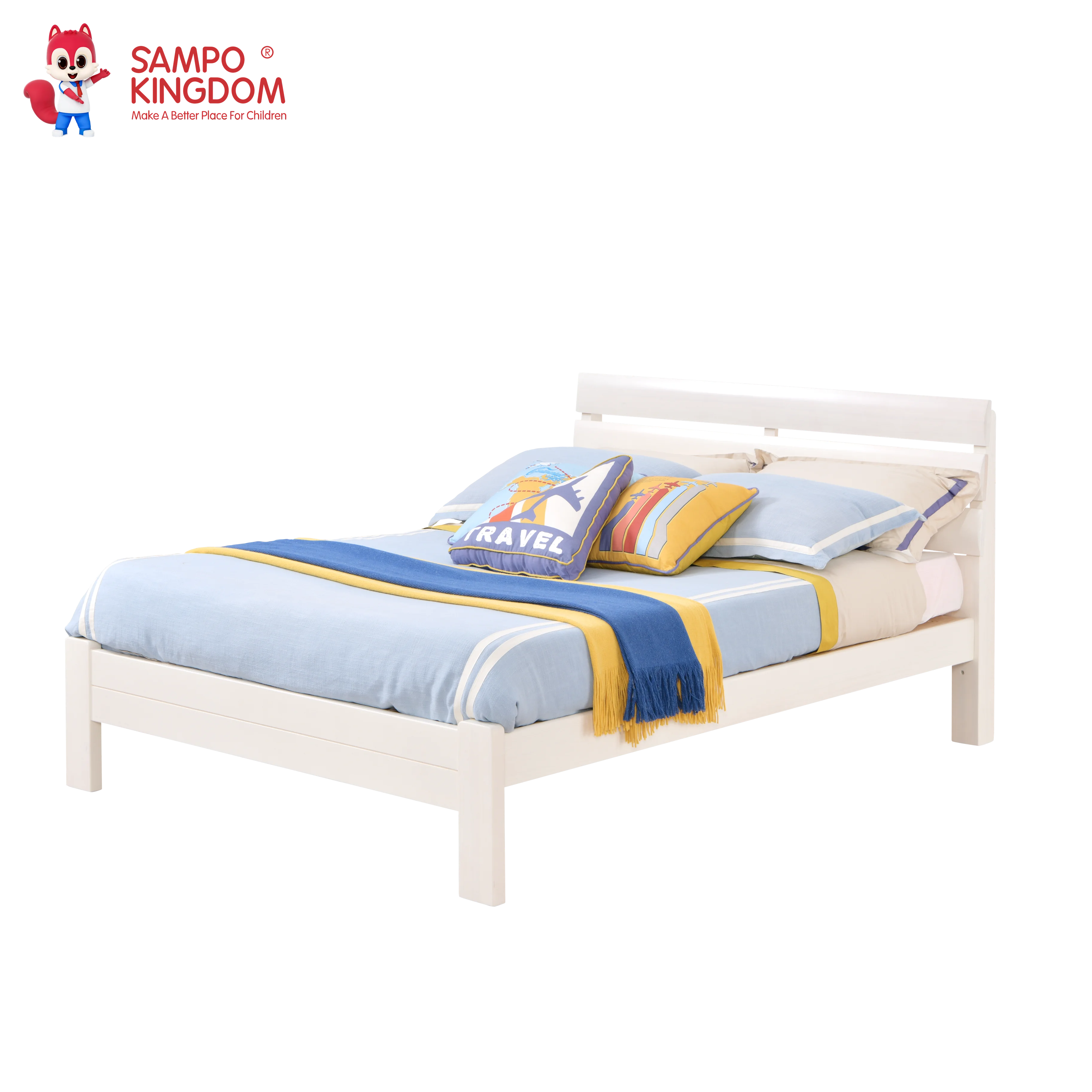 Sampokingdom Factory  Design FSC Certificate  European super king  Pine Wood single bed for girls boys teenage adult  one person