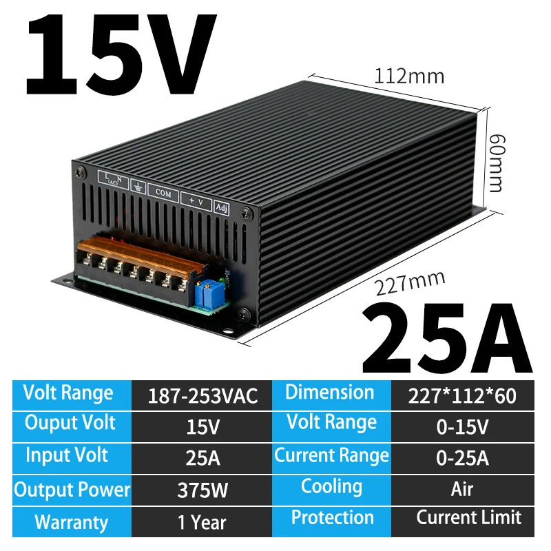 Small power adjustable switching power supply AC220 to DC0-12V15V24V36V48V110V220V dc regulated switching power supply