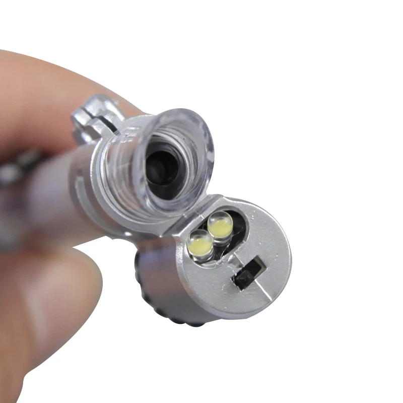 Mini Pocket Pen Microscope Jewelry Loupe LED Light High Magnification Magnifier