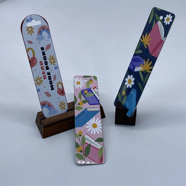 Double-sided HD gloss white sublimation aluminum bookmark heat transfer printing photo book mark blank picture