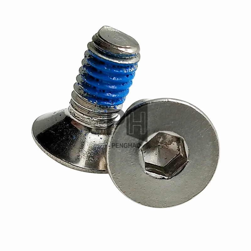 304 Stainless Steel Hex Socket Countersunk Head Adhesive Screw M2.5 M3 M4 M5 Thin Countersunk Small Flat Head Anti-Loose Screw