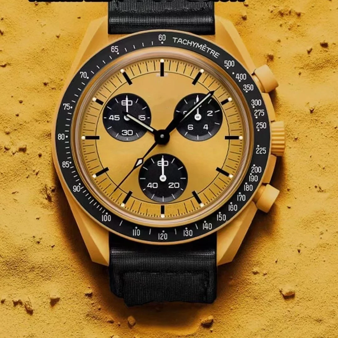 2023 High Quality Halloween Christmas Gift 40mm Dial Plastic Case Canvas Strap Explore Earth Moon Sun Mars Quartz Watch for Men