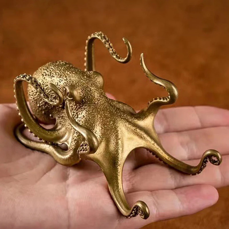 Car Ornaments Home Decor Decoration Metal Octopus Cuttlefish Figurines Statue Desk Stand for Phone Bracket Pen Spectacles Holder