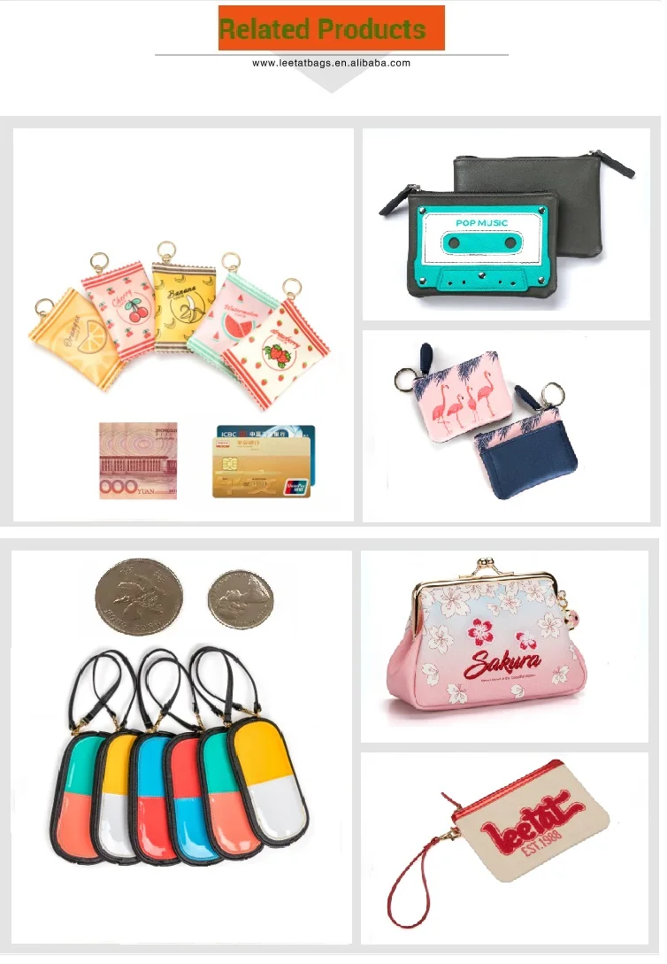 Promotion change holder wholesale custom logo Coin case Zipper Coin Purse