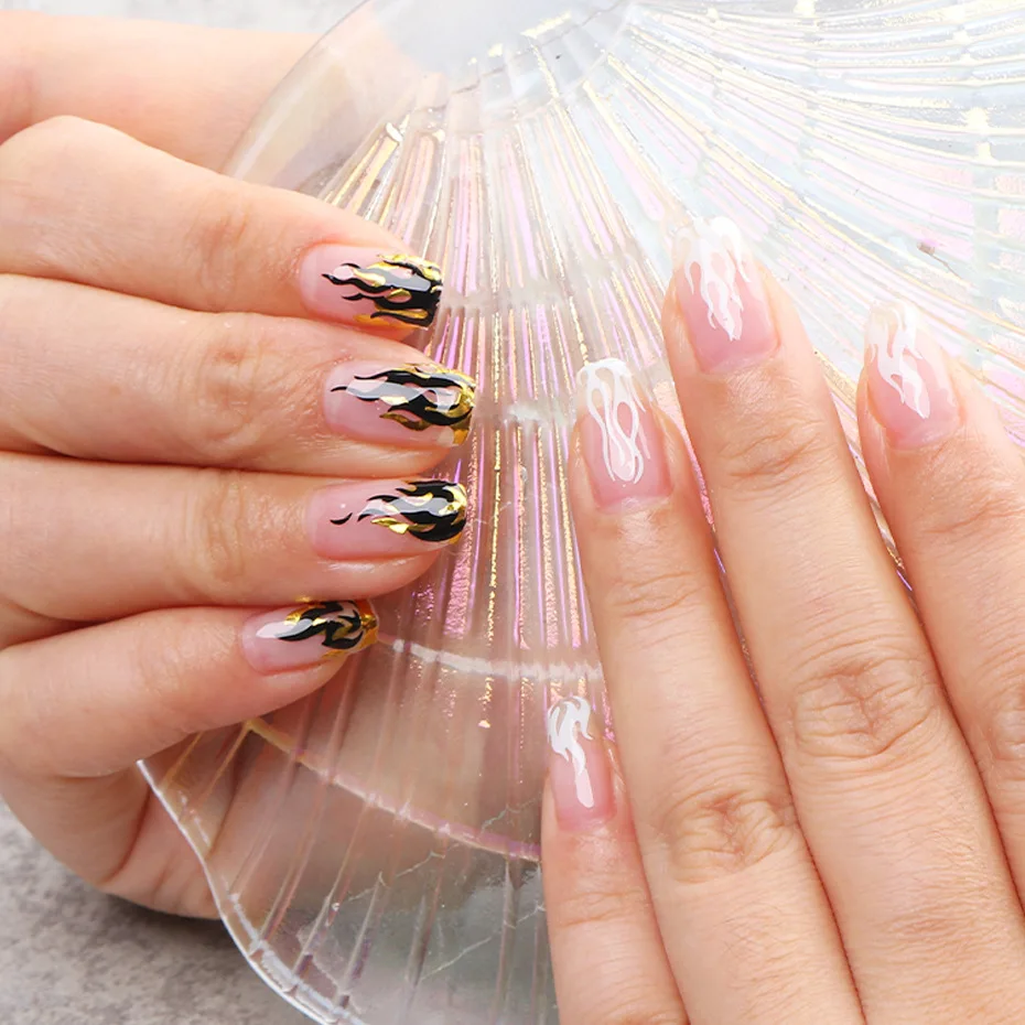 Colorful Self Adhesive Flame Nail Art Stickers Manicure Decoration Fluorescence Small Flame Nail Decals Stickers