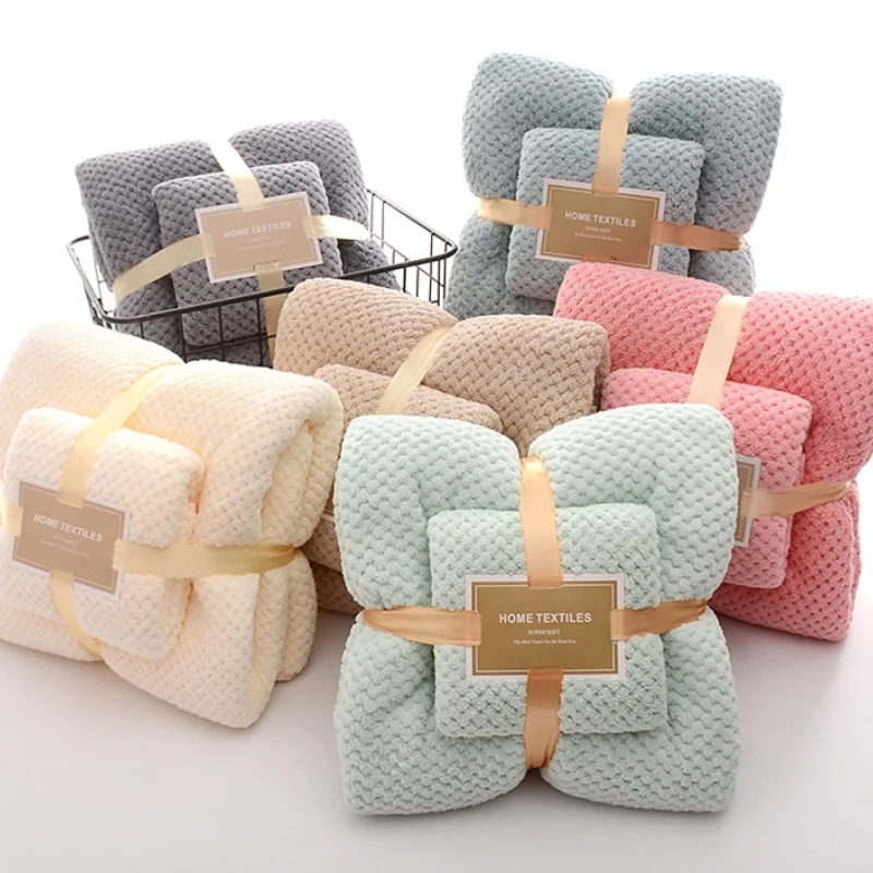 Luxury High Quality Microfiber Bath Face Towel Set Thick Coral Fleece Soft Absorbent Adults Sustainable Spa Hotel