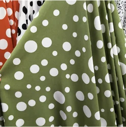 Soft Black Irregular Polka Dot Printed Chiffon Fabric for Dress Shirts by the Meter, White, Pink, Green and Purple