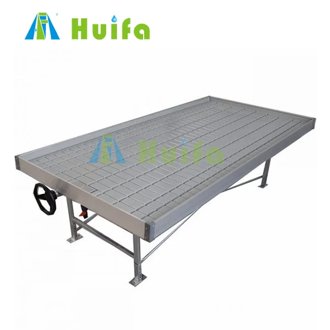 Huifa Greenhouse Seedling Bed 4x8 ABS Plastic Nursery Tray Rolling Benches Ebb and Flow Table