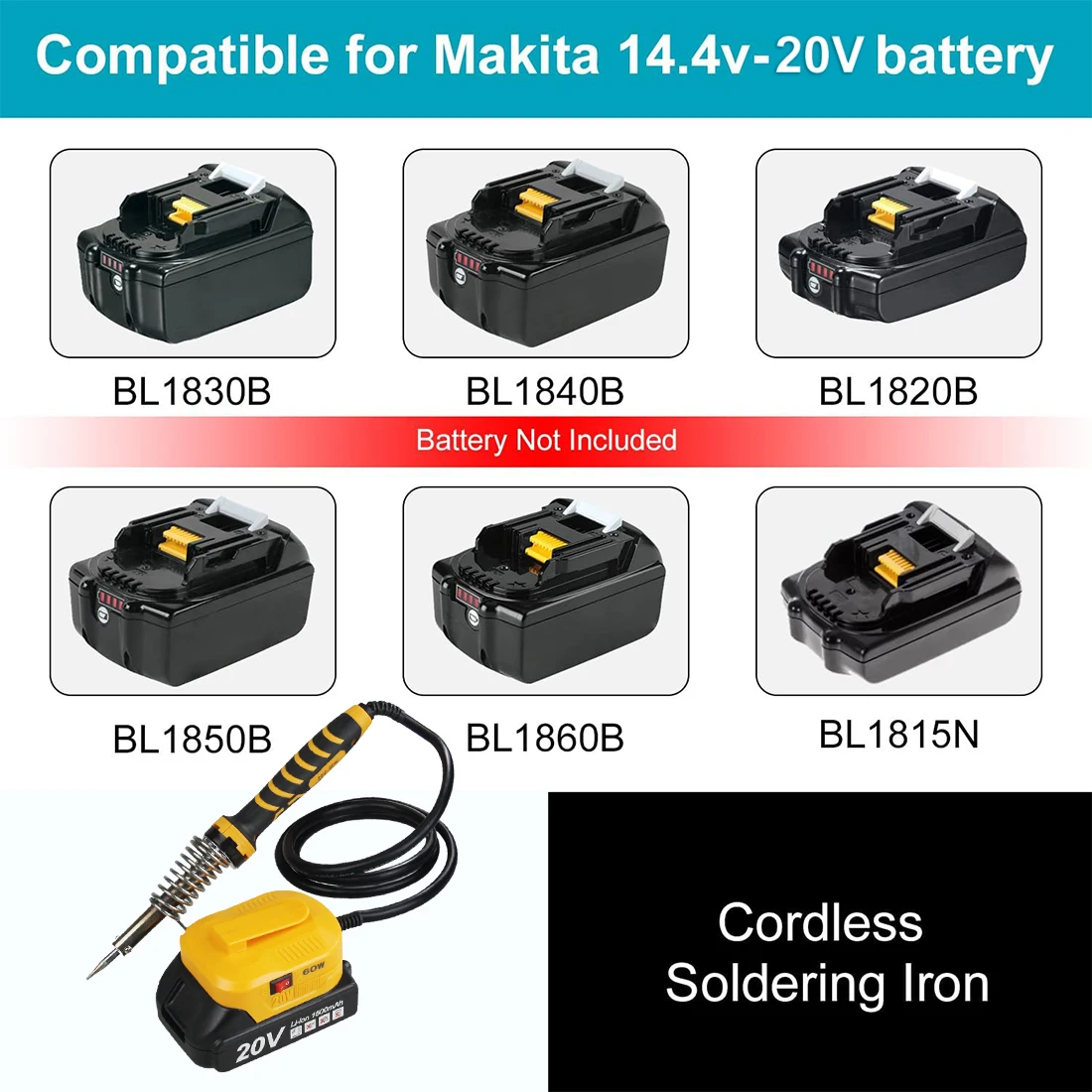 Rechargeable Cordless Soldering Iron Set, Portable Soldering Iron Station Kit Adjustable Temperature with M akita 18V bl battery