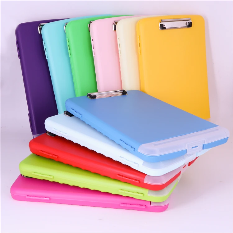 Free Sample Office Transparent A4 A3 Plastic Desk Organizer Folders Clip Board With Storage document File Box