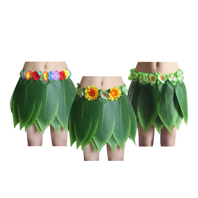 New Hot Hawaii Artificial Skirt Green Leaves Sunflowers Tropical Hawaiian Party Hot Skirts