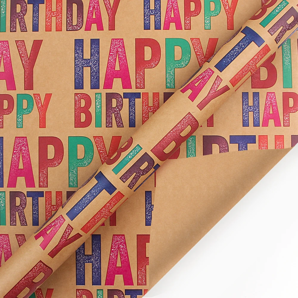 Ribbed Brown Kraft Custom Gift Wrapping Paper For Packing Birthday Gift