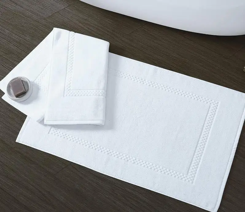 Premium 100% cotton floor towel 50x80cm floor towel pluffy bath mat with logo customization white cotton floor mat for hotel