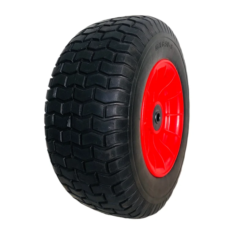 16 inch 6.50-8 PU Polyurethane Foam Puncture Proof Flat Free Tire Trolley Carts Barrow Lawn Mower Wheel