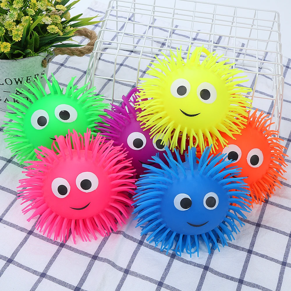 Colorful Stress Glowing Light Up Puffer Ball Smile Face Puffer Ball Yoyo