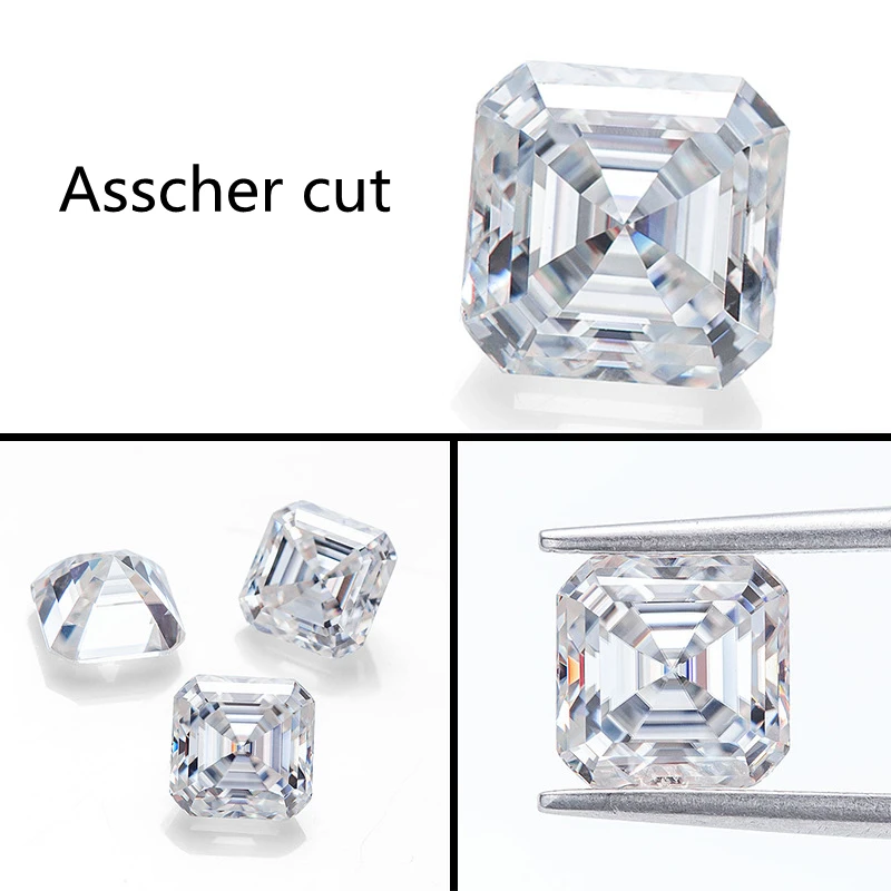 manufacturers wholesale jewelry ring square asscher cut D color moissanite stone