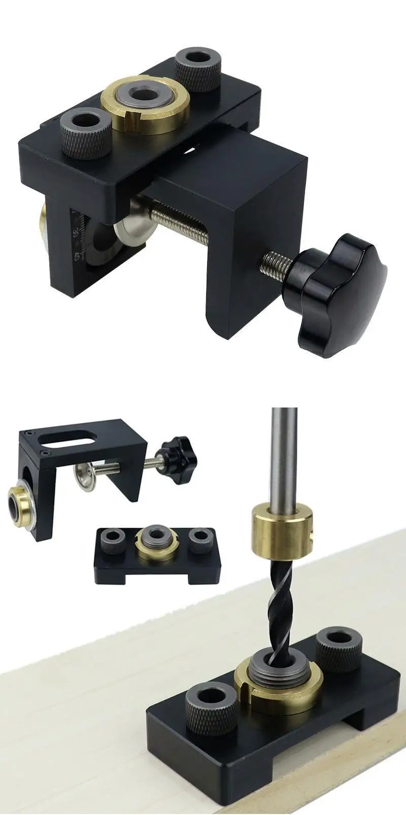 3 in 1 Adjustable Doweling Jig Woodworking Pocket Hole Jig With 8/15mm Drill Bit For Drilling Guide Locator Puncher Tools