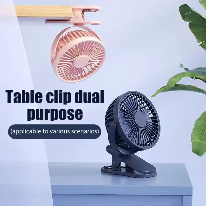 Mini 6 inch Table Fan Clip-on Type Portable Mini Desk Fan 360 Degree Rotation Adjustable Student Dormitory USB Rechargeable