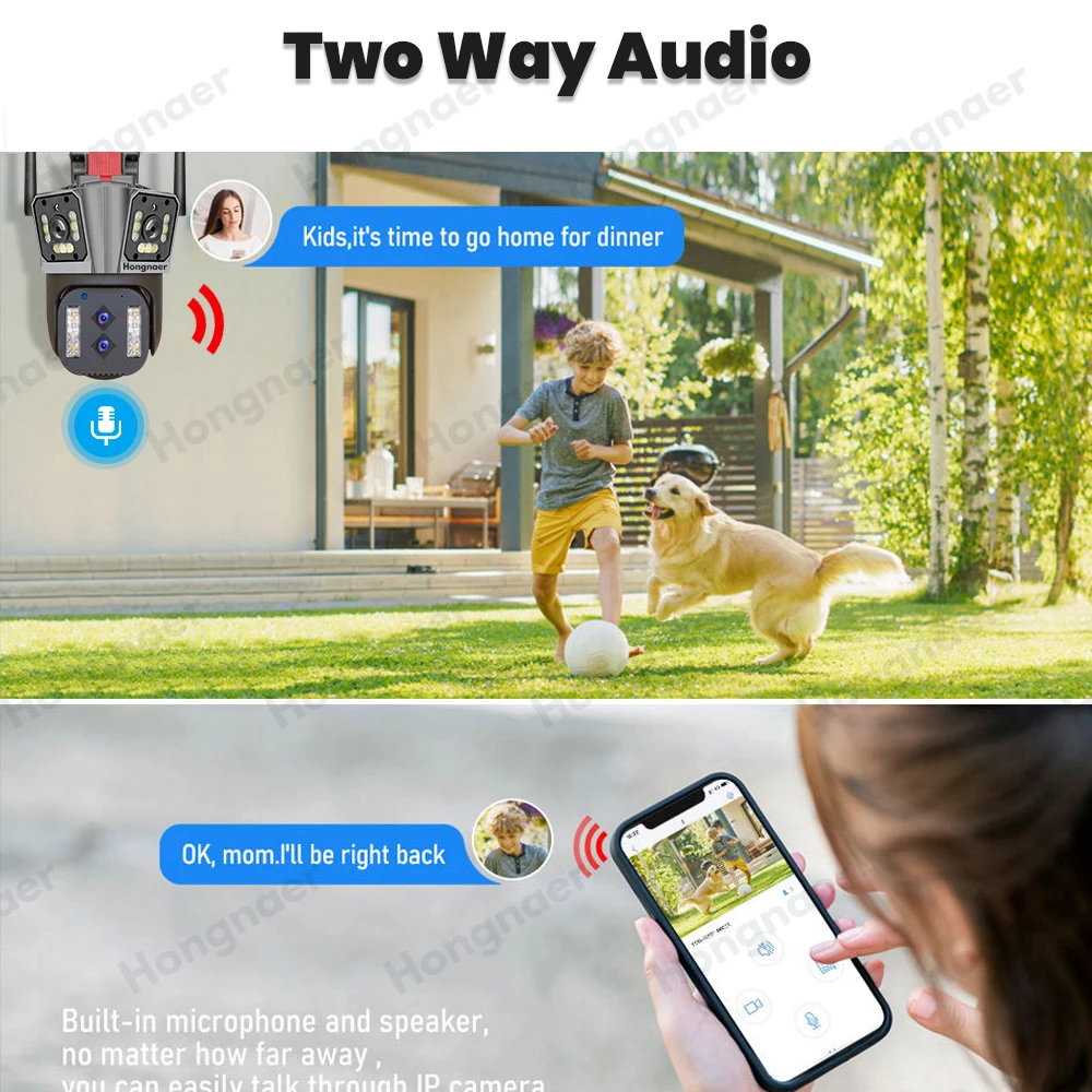 Hongnaer 8K Outdoor 10X Optical Zoom Surveillance Cctv WIFI Security Camera Audio Ptz Four lenses three screens network camera