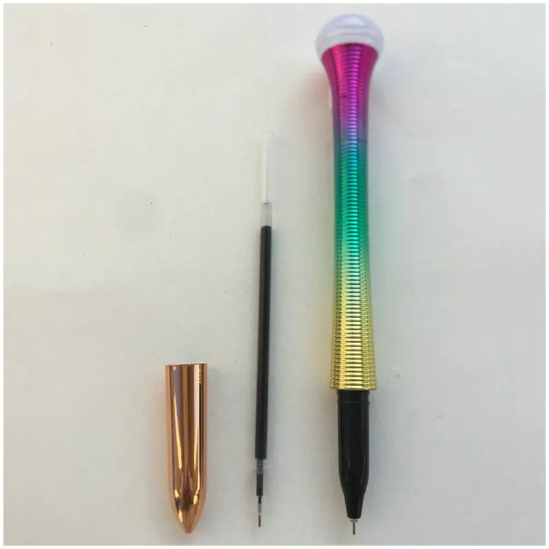 Japan Korean Creative Big Ball LED light Pen Changing Colorful Rainbow Ball  Pen Glitter Floating Pen with LED light